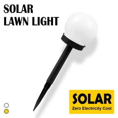 10CM LED Globe Lawn Yard Lamp Solar 6000K Cool White Garden Lights Outdoor - Image 1 of 4