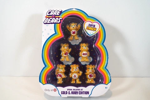Care Bears 2022 Gold and Ruby Edition Special Collector Set 6 Bears NIB FS Cover