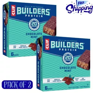 CLIF BUILDERS Protein Bars Chocolate Mint Gluten Free (2.4oz, 12 Ct) - Picture 1 of 1