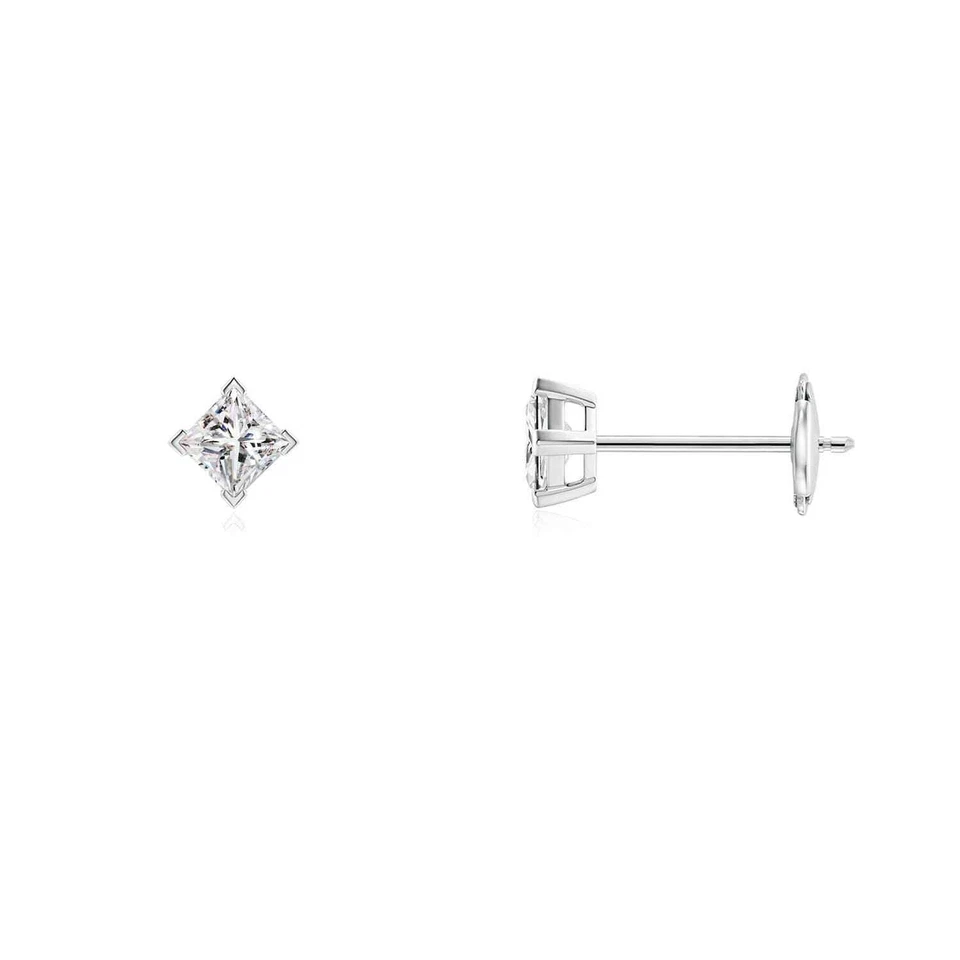 Aretes de diamantes talla princesa ANGARA 0,25 quilates grado IJI1I2 en oro macizo de 14 k Foto 1 de 1