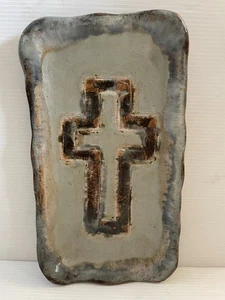 Etta B Pottery Cross Design Trinket Dish Rectangle 10” - Picture 1 of 4