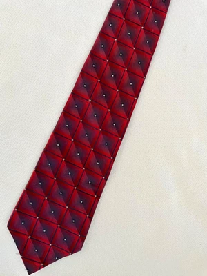 Corbata de seda geométrica roja negra Zylos George Machado Foto 1 de 3