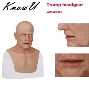 Trump-Kopfbedeckung für alte Männer, realistische Silikon-Maskerade, voller Kopf - Picture 1 of 11