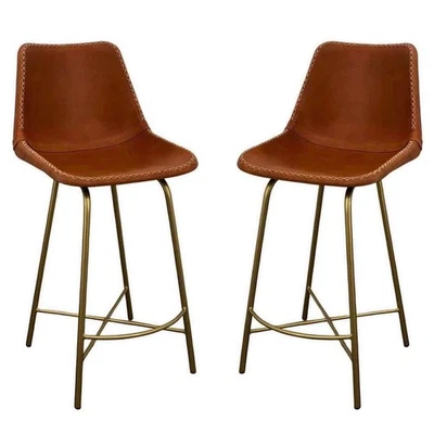 Par de taburetes de bar de cuero estilo occidental Foto 1 de 4