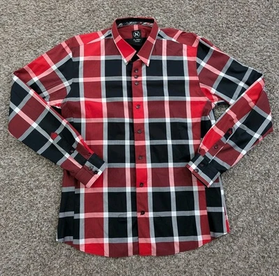 Au Noir Long Sleeve Button Up Shirt Mens Size 5 Red Black Checkered - Image 1 of 4