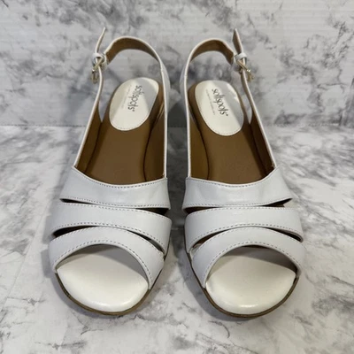 Softspots Women's Neima Slingback Sandals White Leather Mid Heel Size US 9M - Image 1 of 4