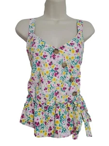 Top June & Hudson Sin Mangas Volantes Estampado Floral Blanco Multicolor Talla Mediana  - Imagen 1 de 7
