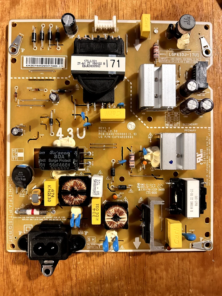 POWER PSU EAX67209001(1.5) EAY64529501 LG43UM7100PLB, 43UJ634V 43UK6300 43UK6400 Foto 1 de 1