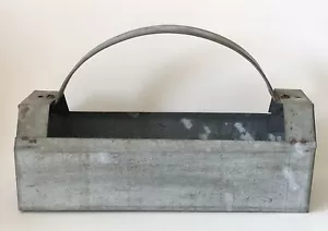 Vintage SMALL Hand HOME Made GALVANIZED TIN Metal Tool Box Toolbox Tote Caddy - Picture 1 of 7