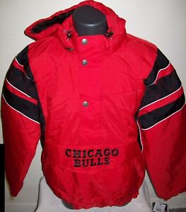 CHICAGO BULLS NBA Starter Hooded Half Zip Pull Over Jacket RED  SMALL LARGE XL