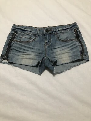 Vintage Vanilla Star Womens Juniors Jean Shorty Shorts Zipper Accent Sz 3 #0229 - Image 1 of 4