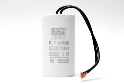 16UF 450VAC Wire Motor Run Capacitor 450V AC CBB60 16 UF Round White 50/60HZ Cap