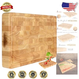 Eco-Friendly 17x13in Wooden Cutting Board with Juice Groove and Built-In Handles - Picture 1 of 10