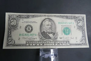 1990 FIFTY DOLLAR *INK*MISSING* FEDERAL RESERVE NOTE Circulated RARE B61921367A - Picture 1 of 12