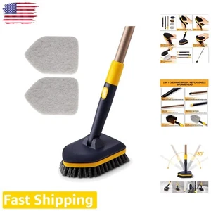 Adjustable Telescopic Tub Tile Scrubber Brush - Stiff Bristles & Scouring Pads - Picture 1 of 8