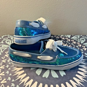 Sperry Top-Sider Damen-Bootsschuhe schillernd blau Pailletten Größe 6 - Bild 1 von 5