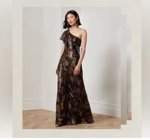 $3399 Ralph Lauren Collection Anahita Chiffon Lamé Evening Dress Sz 10 - Picture 1 of 14