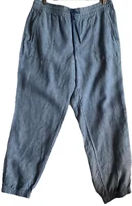 Athleta Pant Jogginghose Damen 16 Leinen blau Comfort Pull On High Rise Lagenlook - Bild 1 von 9