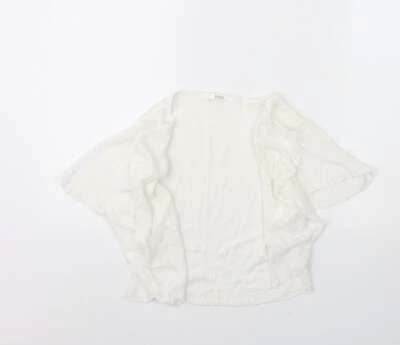 M&S Womens White V-Neck Linen Blend Cardigan Size 10 - Image 1 of 4