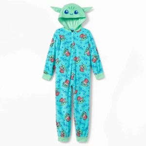 Baby Yoda One Piece Pajamas Union Suit Costume Hoodie Girl 4 6 8 10 12 GROGU NWT - Picture 1 of 3