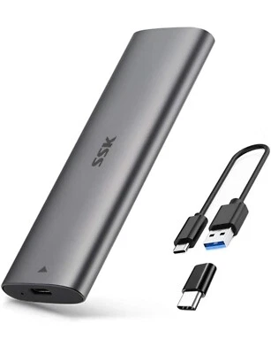 SSK Aluminum Tool-Free M.2 SATA SSD Enclosure Reader USB 3.2 Gen 2(6Gbps) Type-C - Image 1 of 4