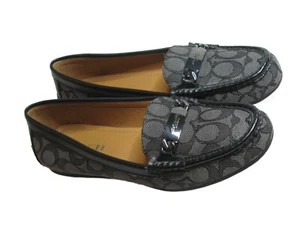 Coach Women's Slip-on Moccasin Loafers Shoes Sz 9 B EUR 39 Gray w Metal Hardware - Picture 1 of 15