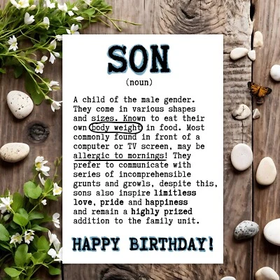 YUUKO Son Funny Birthday Card Rude Joke Humour for Him Men Boy Male - Allergic