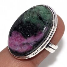Ruby Zoisite 925 Silver Plated Gemstone Handmade Ring US 6.5 Well Made Gift GW