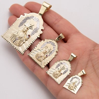 Colgante Santa Bárbara Corte Diamante Real Oro Amarillo Blanco 10K Todos los Tamaños Foto 1 de 4