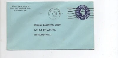 United States used entire U439 Atlanta GA to Cleveland OH Mardi Gras sticker on - Image 1 of 2