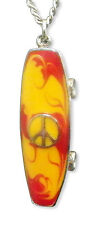 Skateboard with Silver Finish Peace Sign Hand Painted Pewter Necklace NK-157-5