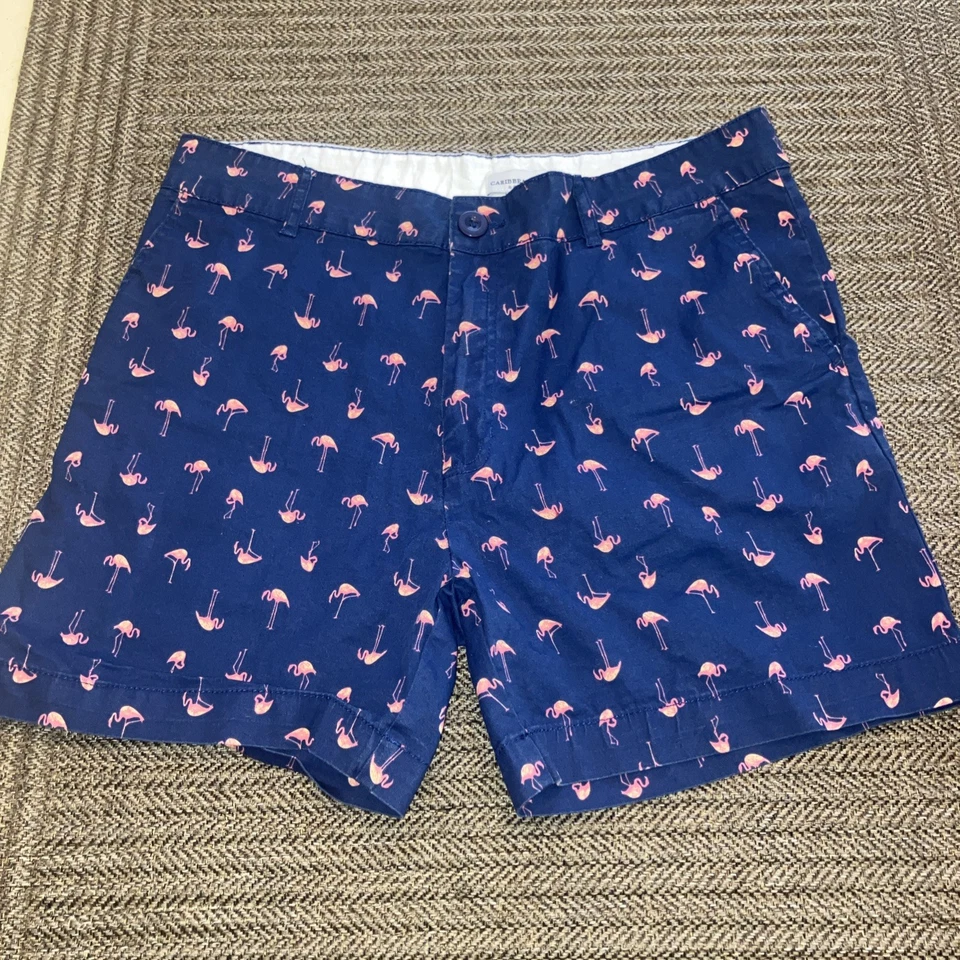 Pantalones Cortos Mujer Caribbean Joe Azul Rosa Flamenco Chino Talla 10 Playa Vacaciones #25 Foto 1 de 4