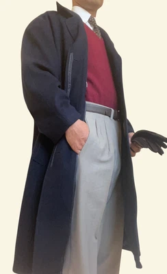 Loden Frey Munich Overcoat Navy 100% Pure New Wool | German Elegance 1980s L - Image 1 of 4