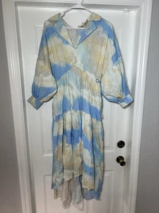 DIANE VON FURSTENBERG Heather Cotton Poplin Midi Dress Cloud Sky Size Medium Vtg - Picture 1 of 9