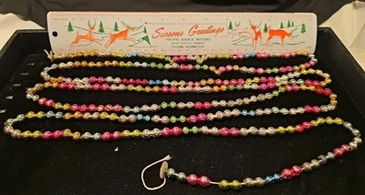 80" Plus Vtg Multicolor Mercury Glass Bead Christmas Garland Double Beads - Image 1 of 4