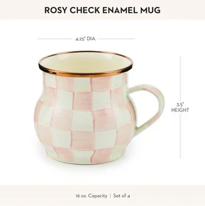 MacKenzie-Childs 16oz Rosy Check Enamel Mug - New! - Picture 1 of 8