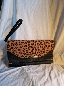 Dorothy Perkins Women's Black And Leopard Design Handbag Clutch Purse Very Nice - Picture 1 of 5