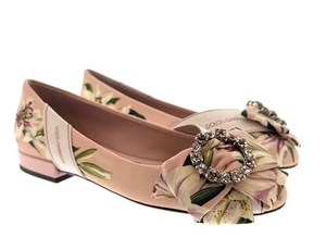 Dolce & Gabbana Ballerinas rosa Blumen Satin Kristallverziert - EU35 - Bild 1 von 4