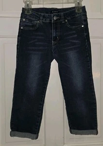 TRACTOR blue Stretch Poly Cotton Denim Roll Cuff Hem Cropped Jeans. Girls 12 - Picture 1 of 6