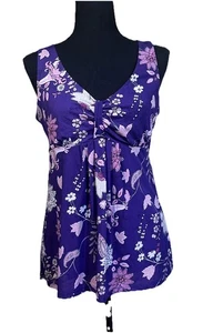 Vintage Ann Taylor Y2K Floral Babydoll Top Size M Purple Romantic Fairy Cottage - Picture 1 of 10