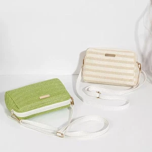 Women Woven Handbags Simple Flower Crossbody Bag Casual Beach Straw Bag - Picture 1 of 15