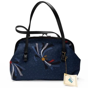 Bolso de Mano Japonés 1993 Azul Índigo Algodón Estampado Abarenoshi Sin Usar con Etiqueta - Imagen 1 de 7