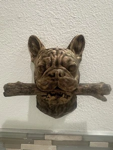 French Bulldog With Stick Wall Sculpture Dog Wall Art Modern Frenchie Decor - Picture 1 of 5