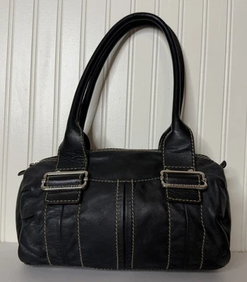 Tignanello винтажный черный из натуральной кожи наплечная сумка двойной ручки сумка Hobo - Изображение 1 из 4