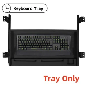 Teclado de escritorio deslizable de acero bandeja extraíble debajo del cajón estante soporte para bolígrafo negro - Imagen 1 de 9