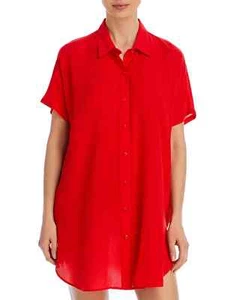 AQUA Button-Down Swim Cover Up Tunic SZ L - Picture 1 of 1