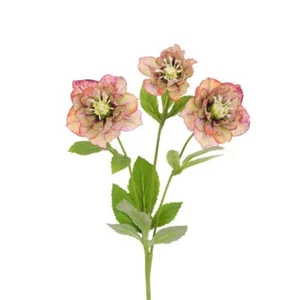 ECO Sustainably Produced Faux Silk Hellebore Flower Spray Mauve Green 48cm/19in - Picture 1 of 1