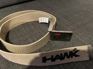 Cintura vintage Tony Hawk fibbia cintura a rete skateboard marrone beige 34" - Foto 1 di 4