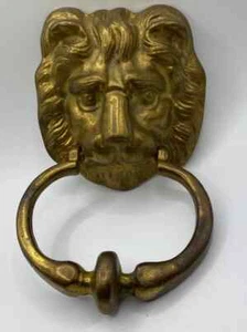 Vintage Heavy Brass Lion Head Door Knocker - Picture 1 of 8