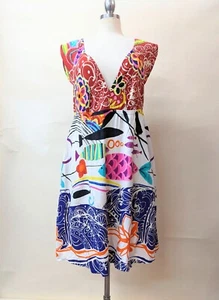 Jams World Sherry Dress M Fish Print Pockets Hawaiian Tropical Resort Beach - Picture 1 of 5